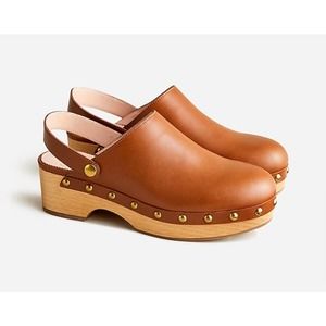 J. Crew Convertible Leather Clogs Mules Oak Brown Size 10